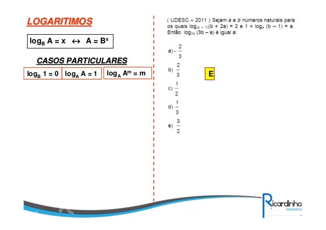 2^log2 3-1 e logaritmos Exponencial