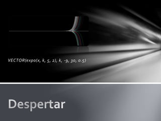 VECTOR(expo(x, k, 5, 2), k, -9, 30, 0.5)