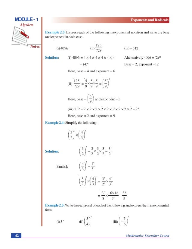 Exponents And Radicals In Algebra