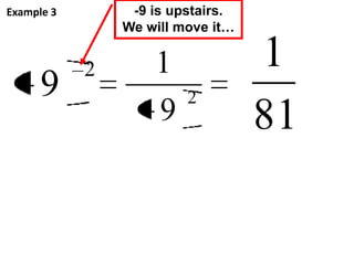 Example 3
2
9 2
9
1
81
1
-9 is upstairs.
We will move it…
