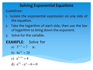 Exponential and logrithmic functions | PPTX