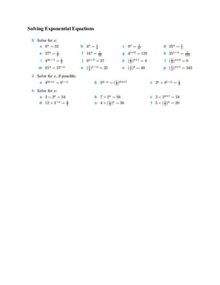 Solving Exponential Equations 
 