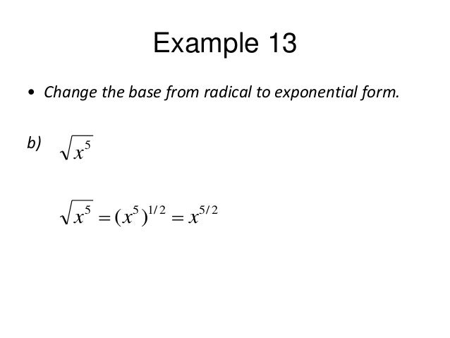 exponential form radicals radical and exponential form