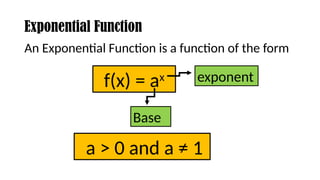 EXPONENTIAL FUNCTION lesson for grade 11lesson | PPT