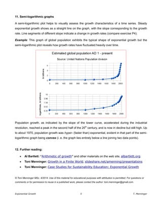 Exponential Growth 5 T. Menninger
11. Semi-logarithmic graphs
A semi-logarithmic plot helps to visually assess the growth ...