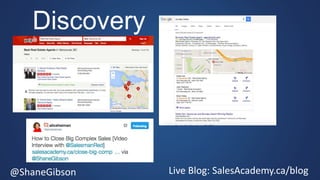 @ShaneGibson Live Blog: SalesAcademy.ca/blog
Discovery
 