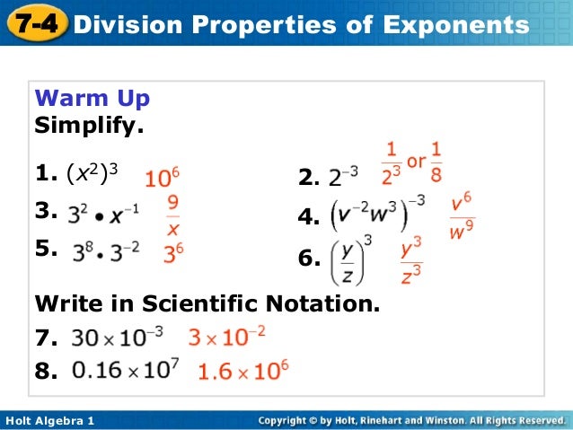 of k division properties form exponents Exponent laws