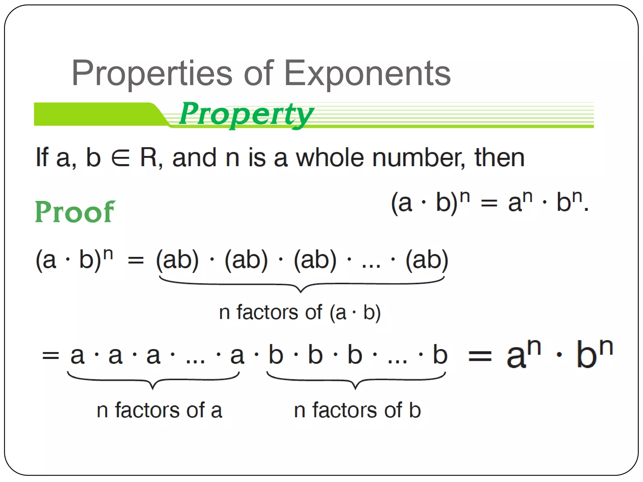 Properties of Exponents
 