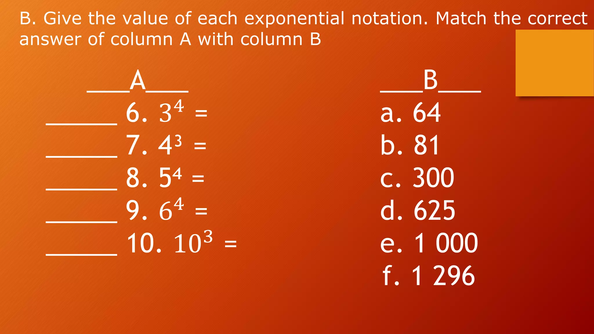 Exponents and exponential notation pptx