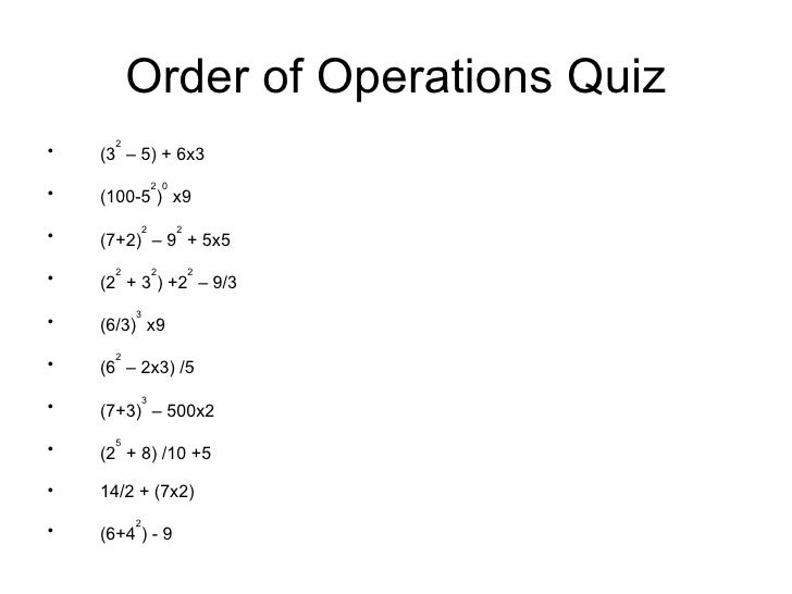 Exponents And Order Of Operations
