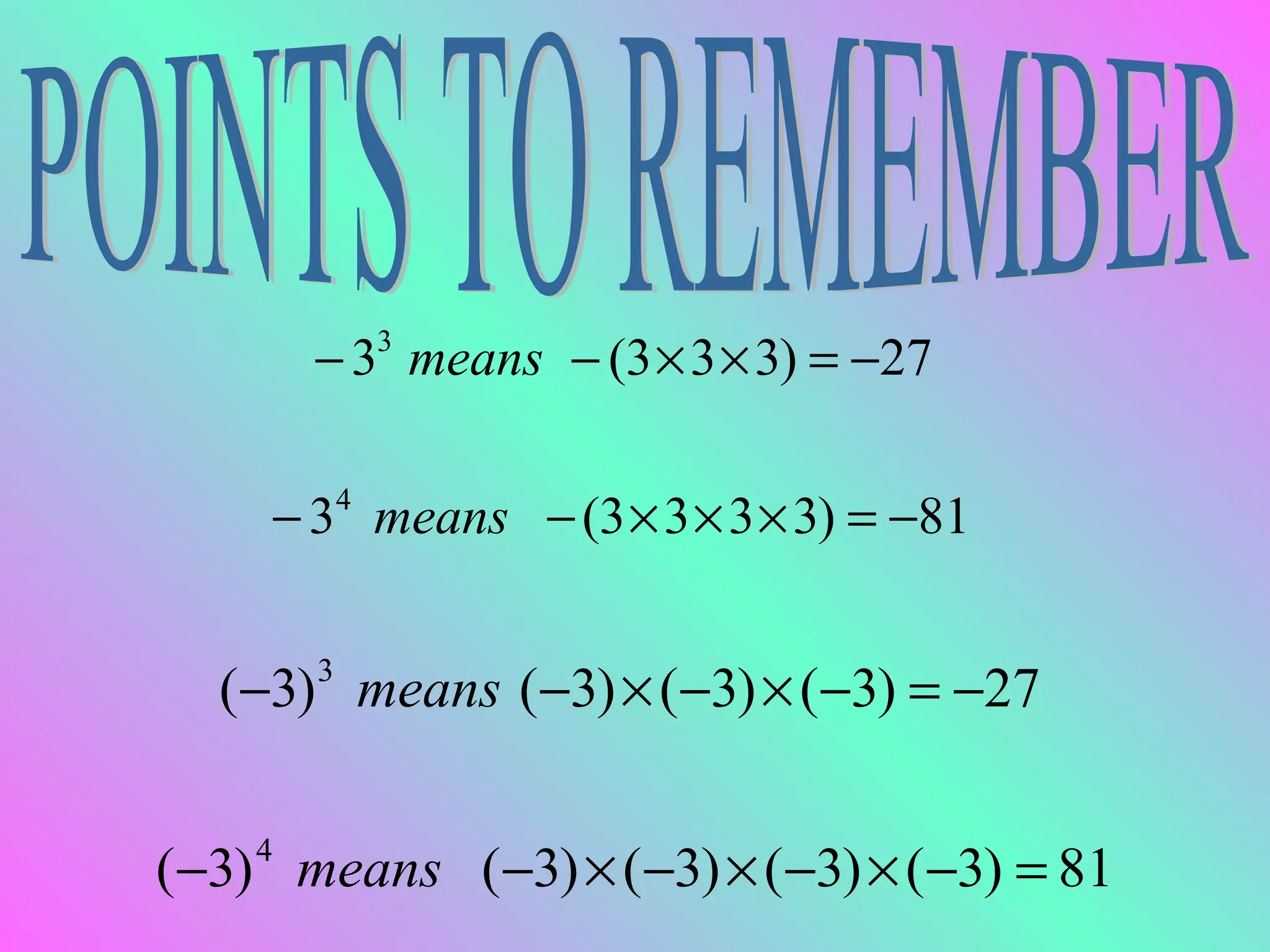 POINTS TO REMEMBER 