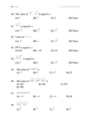 CBSE - Grade 8 - Mathematics - Exponents and Powers - Multiple Choice ...