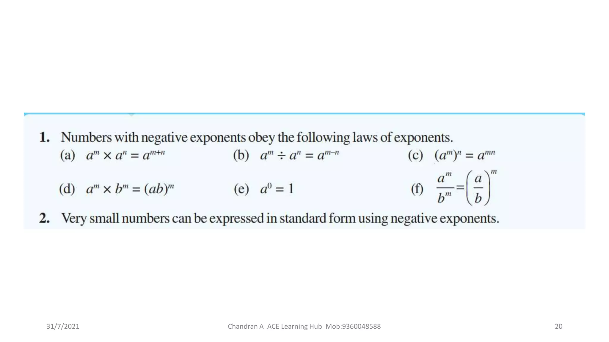 31/7/2021 Chandran A ACE Learning Hub Mob:9360048588 20
 