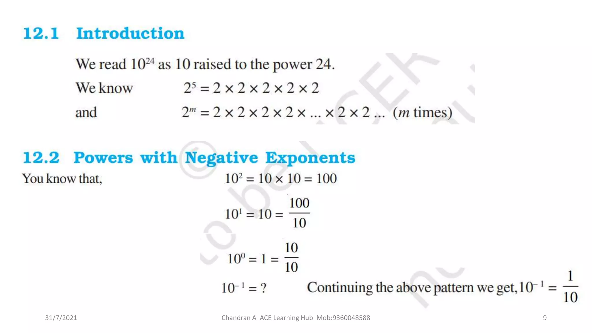 31/7/2021 Chandran A ACE Learning Hub Mob:9360048588 9
 