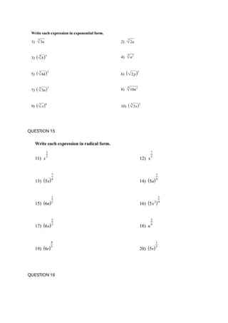 QUESTION 15
QUESTION 16
 