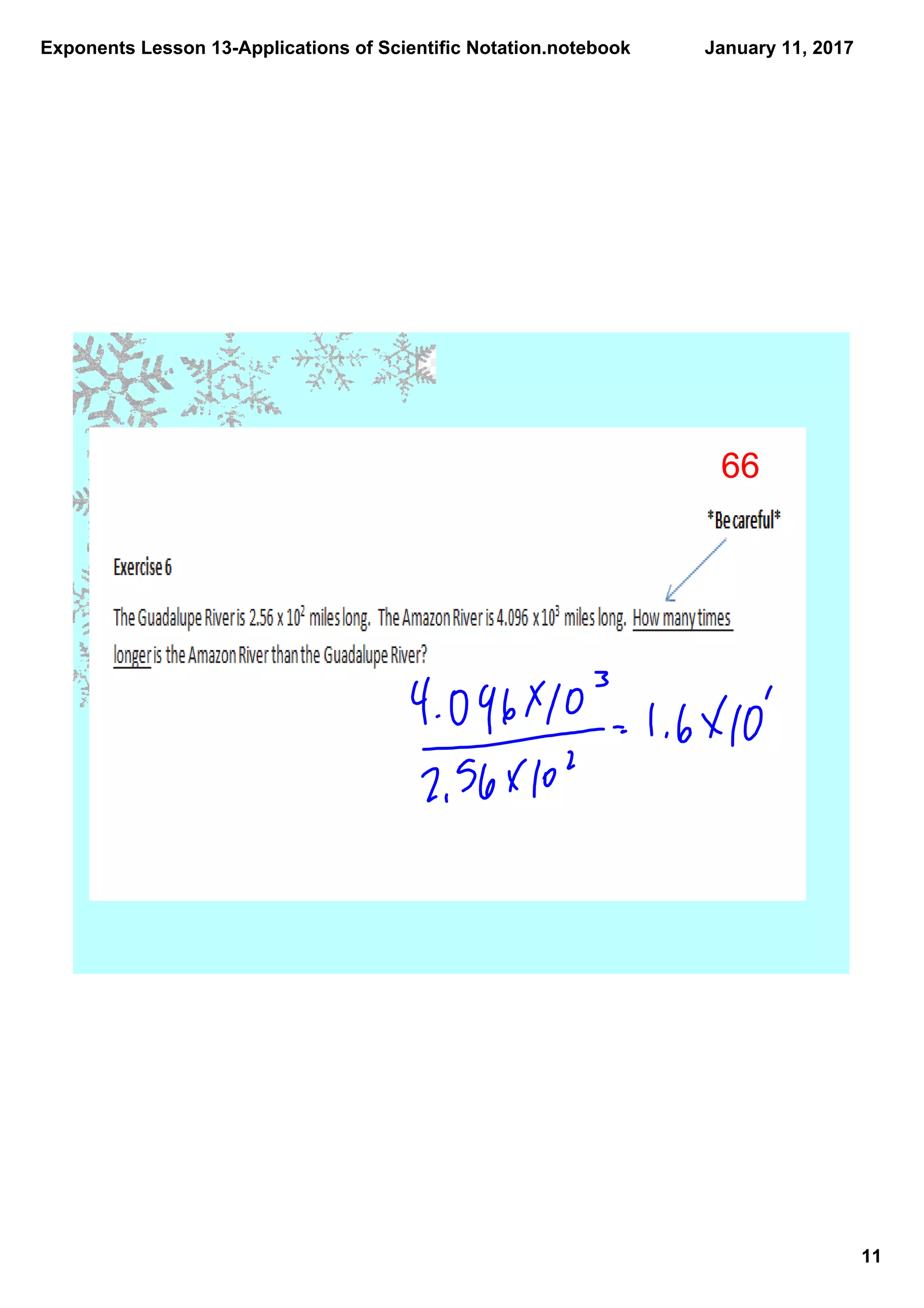 Exponents Lesson 13­Applications of Scientific Notation.notebook
11
January 11, 2017
66
 