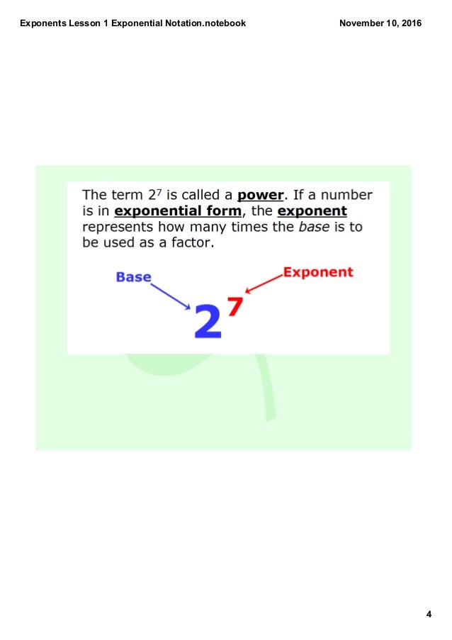 exponents lesson 1 exponential notation 27 in exponential form