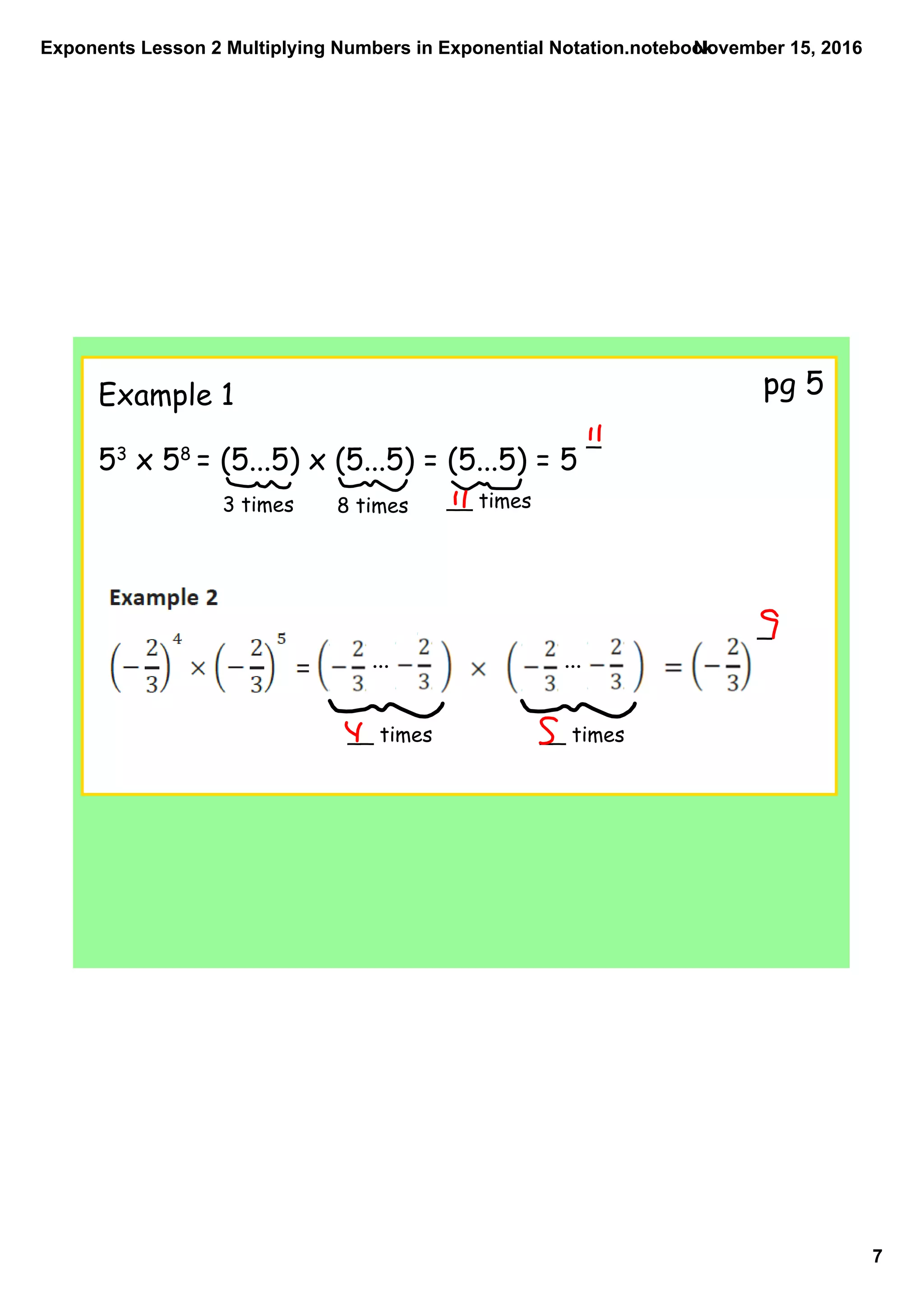 Exponents lesson 2 multiplying numbers in exponential notation | PDF ...