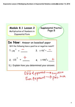 Exponents lesson 2 multiplying numbers in exponential notation | PDF ...