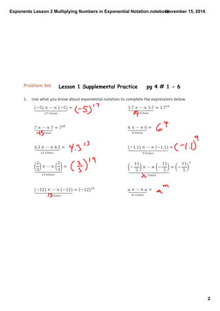 Exponents lesson 2 multiplying numbers in exponential notation | PDF ...