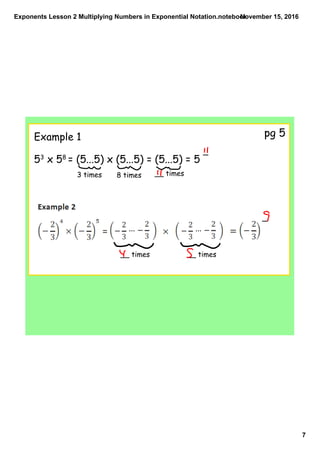 Exponents lesson 2 multiplying numbers in exponential notation | PDF ...