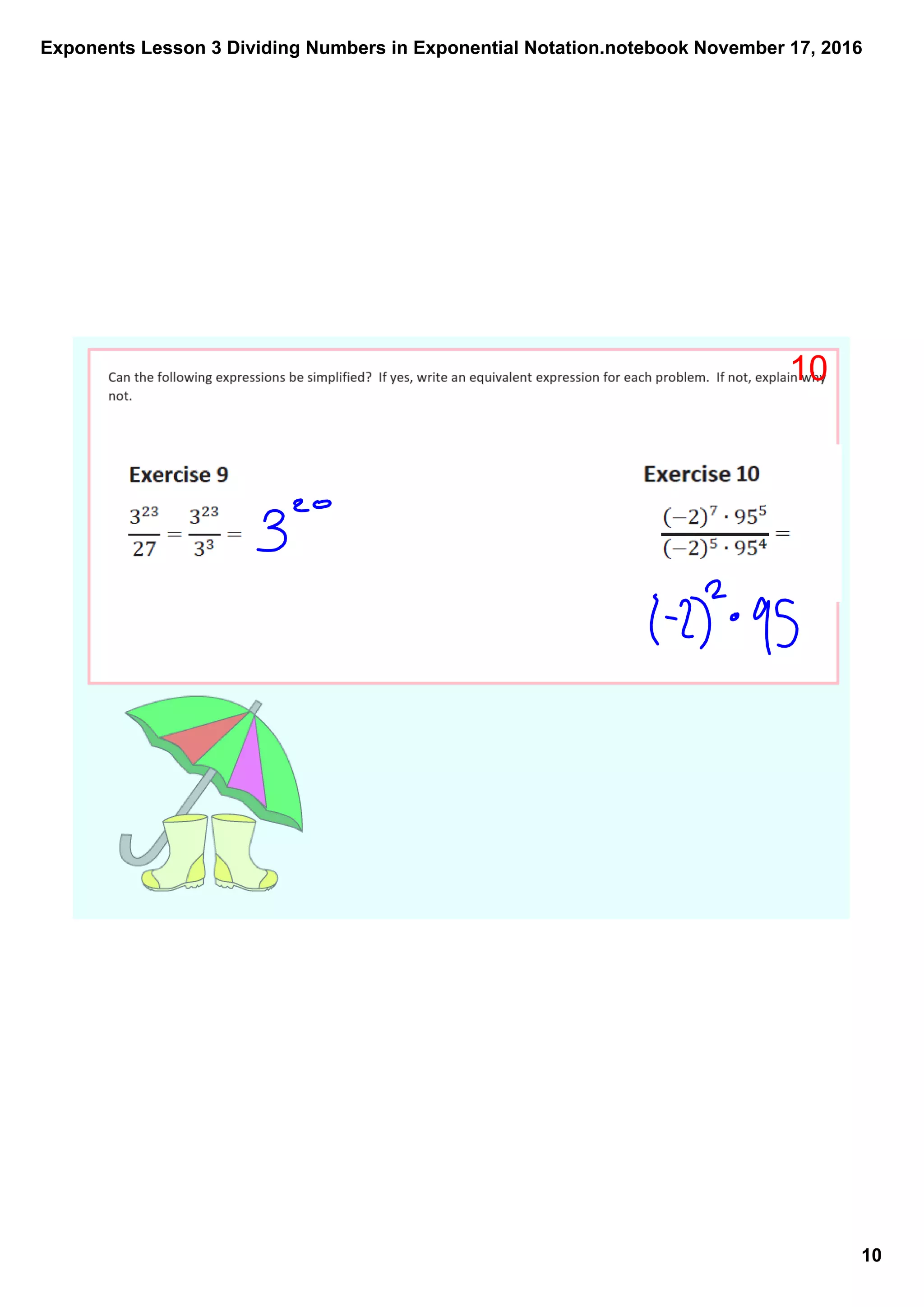 Exponents lesson 3 dividing numbers in exponential notation | PDF
