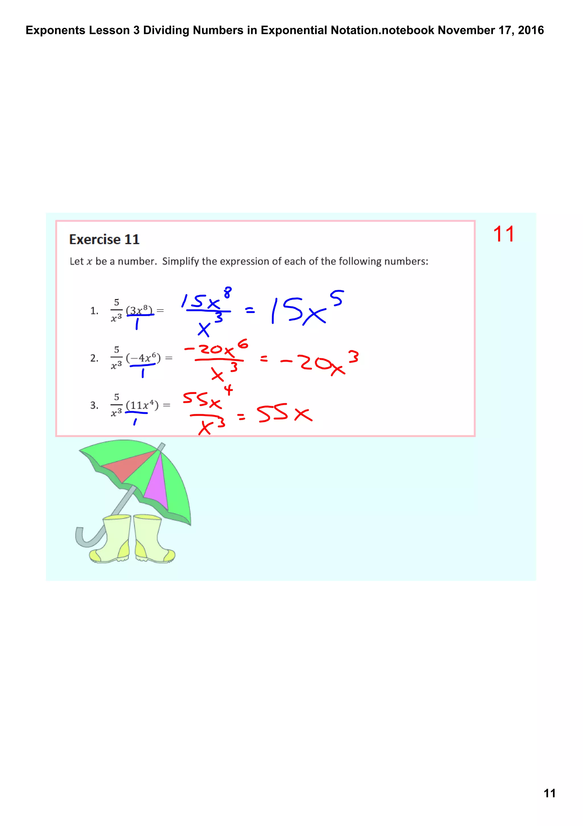Exponents lesson 3 dividing numbers in exponential notation | PDF