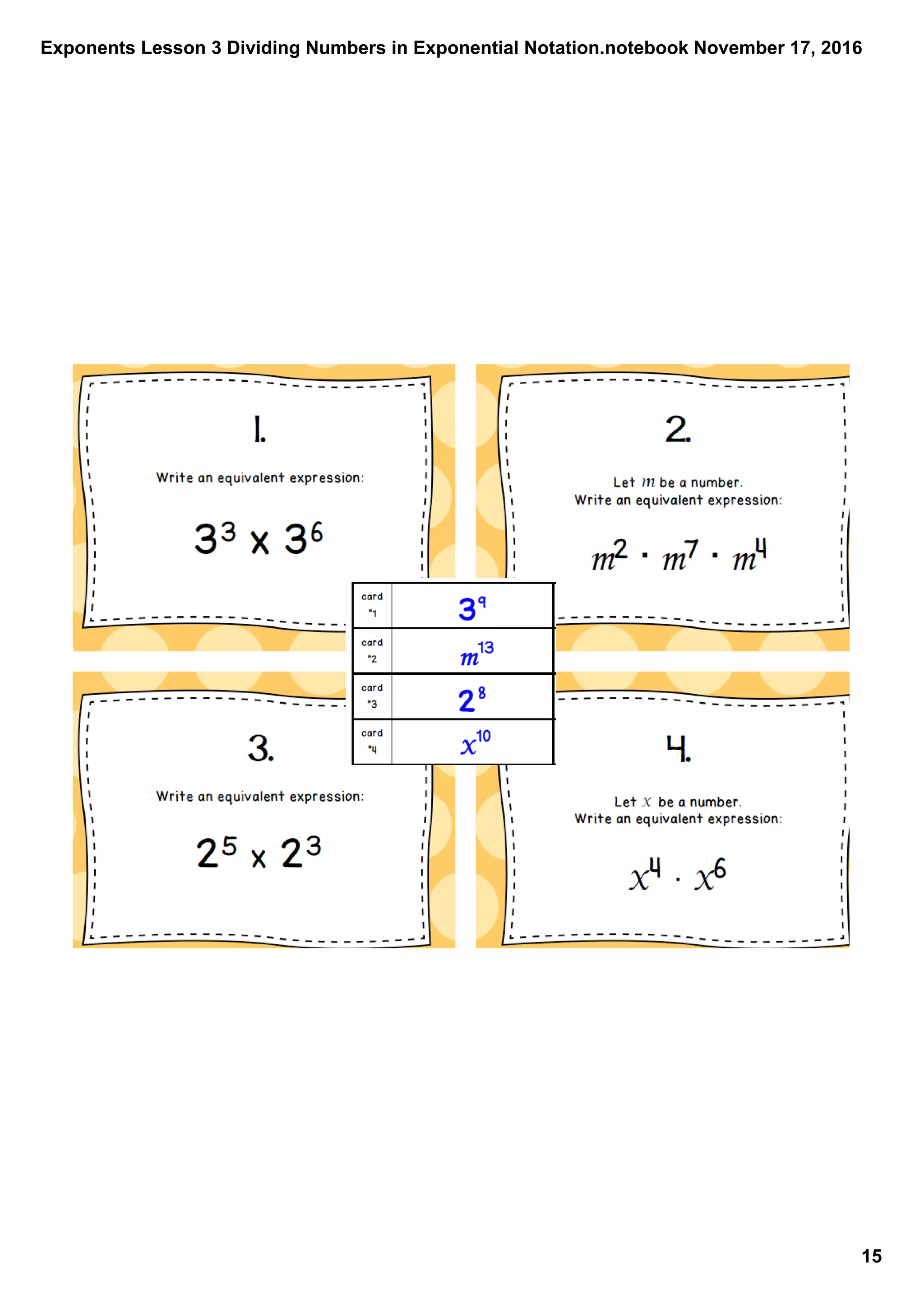 Exponents lesson 3 dividing numbers in exponential notation | PDF