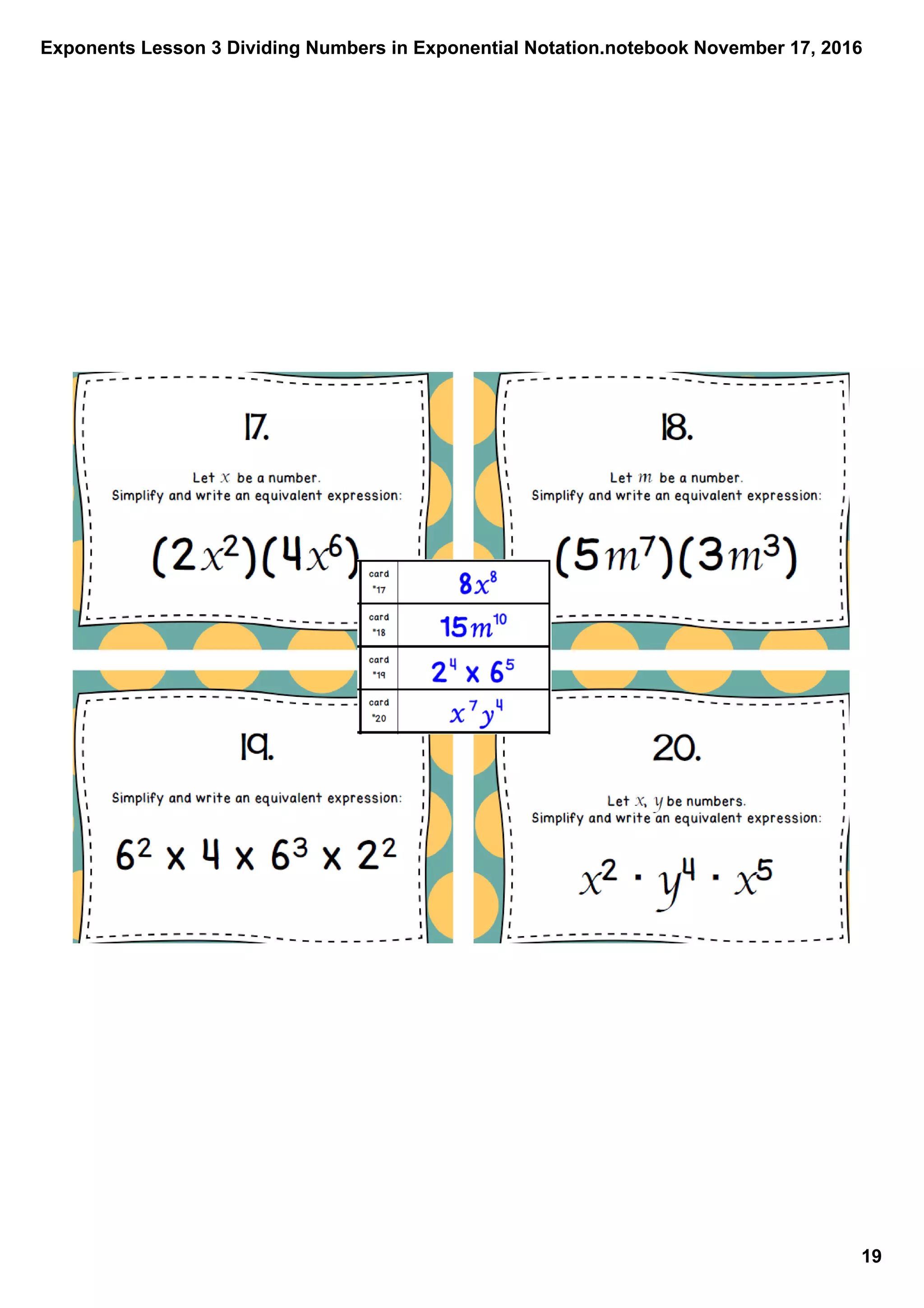 Exponents lesson 3 dividing numbers in exponential notation | PDF