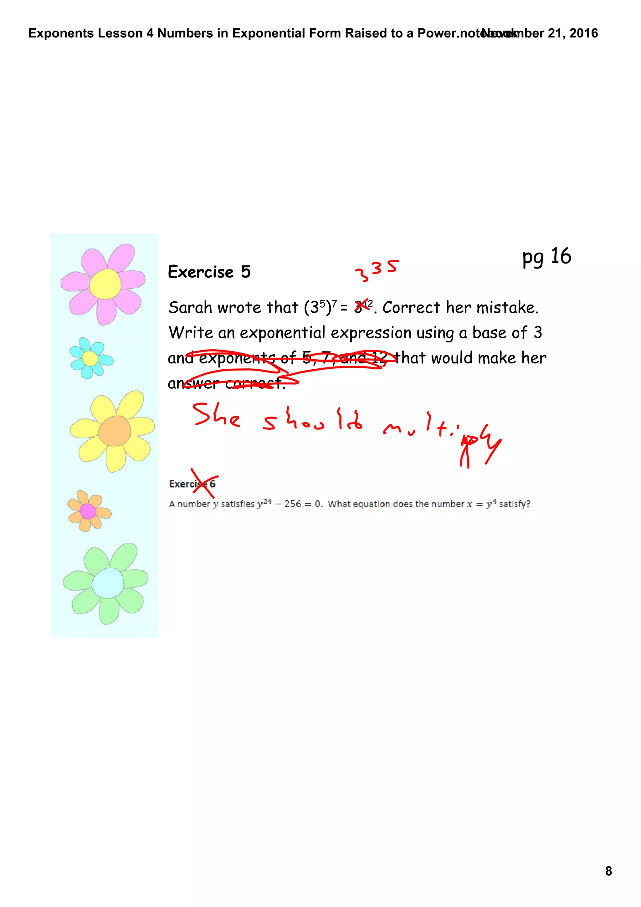 Exponents lesson 4 numbers in exponential form raised to a power | PDF