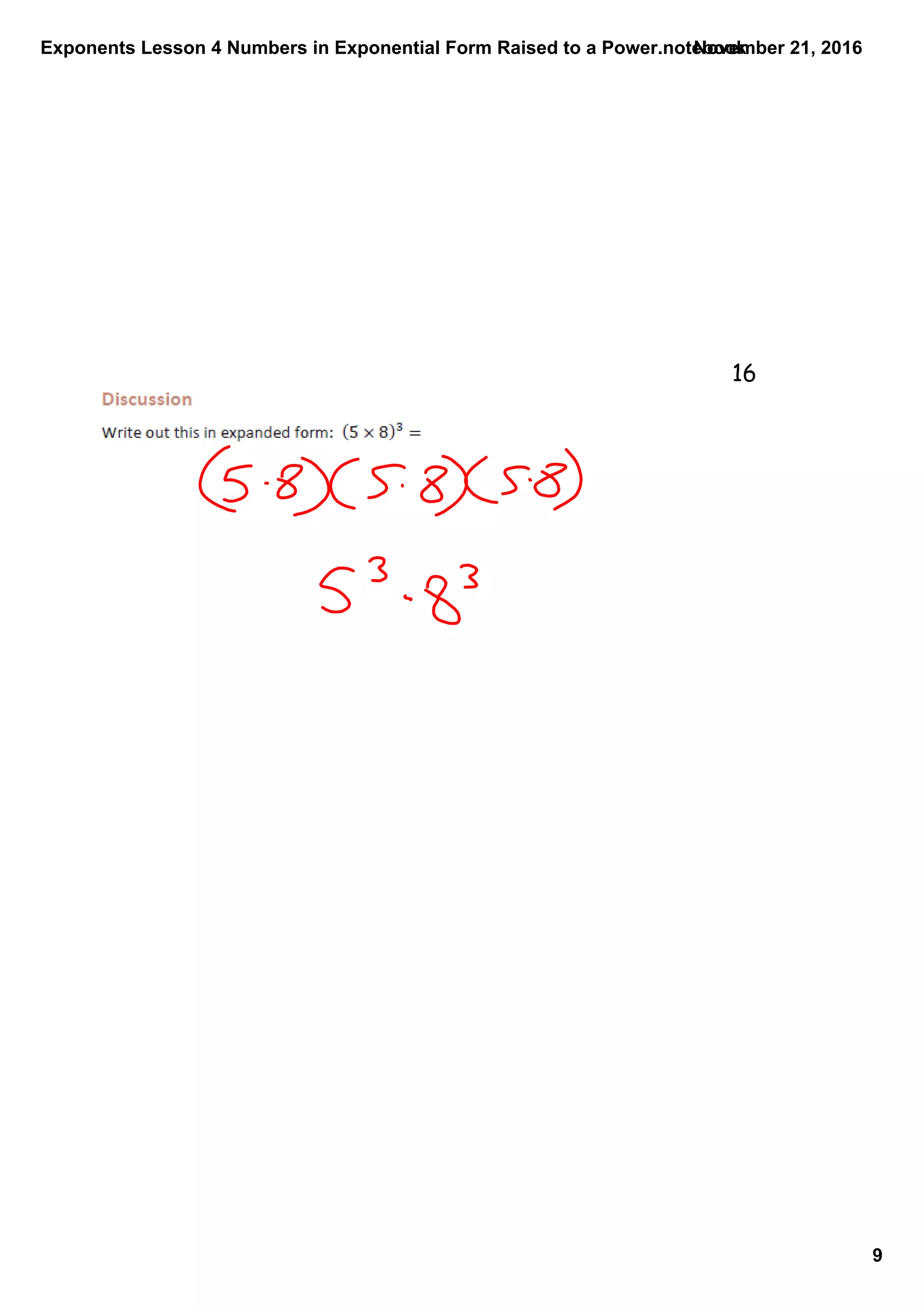 Exponents lesson 4 numbers in exponential form raised to a power | PDF