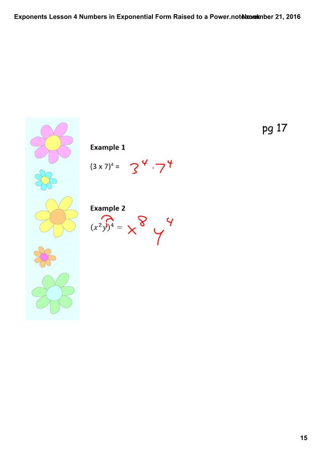 Exponents lesson 4 numbers in exponential form raised to a power | PDF