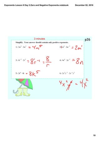 Exponents lesson 6 day 2 zero and negative exponents | PDF
