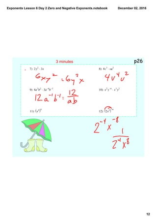 Exponents lesson 6 day 2 zero and negative exponents | PDF