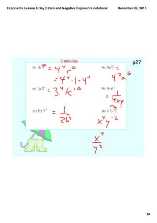 Exponents lesson 6 day 2 zero and negative exponents | PDF