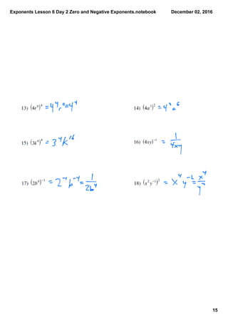 Exponents lesson 6 day 2 zero and negative exponents | PDF