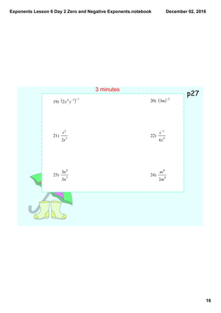Exponents lesson 6 day 2 zero and negative exponents | PDF