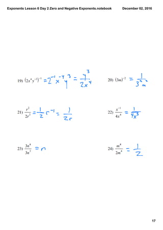 Exponents lesson 6 day 2 zero and negative exponents | PDF