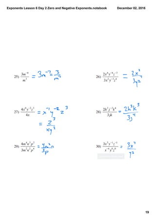 Exponents lesson 6 day 2 zero and negative exponents | PDF