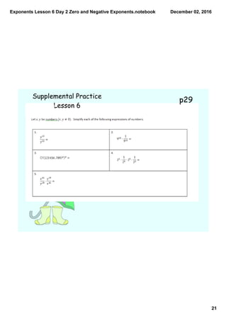 Exponents lesson 6 day 2 zero and negative exponents | PDF