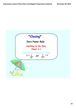 Exponents lesson 6 day 2 zero and negative exponents | PDF