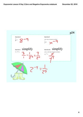 Exponents lesson 6 day 2 zero and negative exponents | PDF