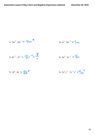 Exponents lesson 6 day 2 zero and negative exponents | PDF