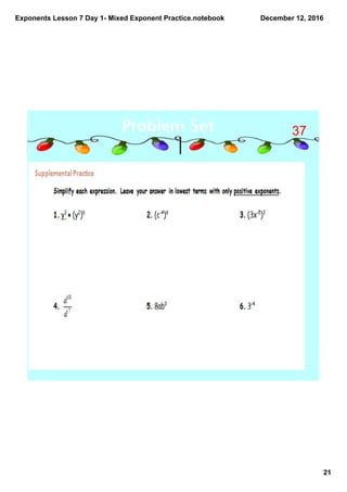 Exponents lesson 7 day 1 mixed exponent practice | PDF