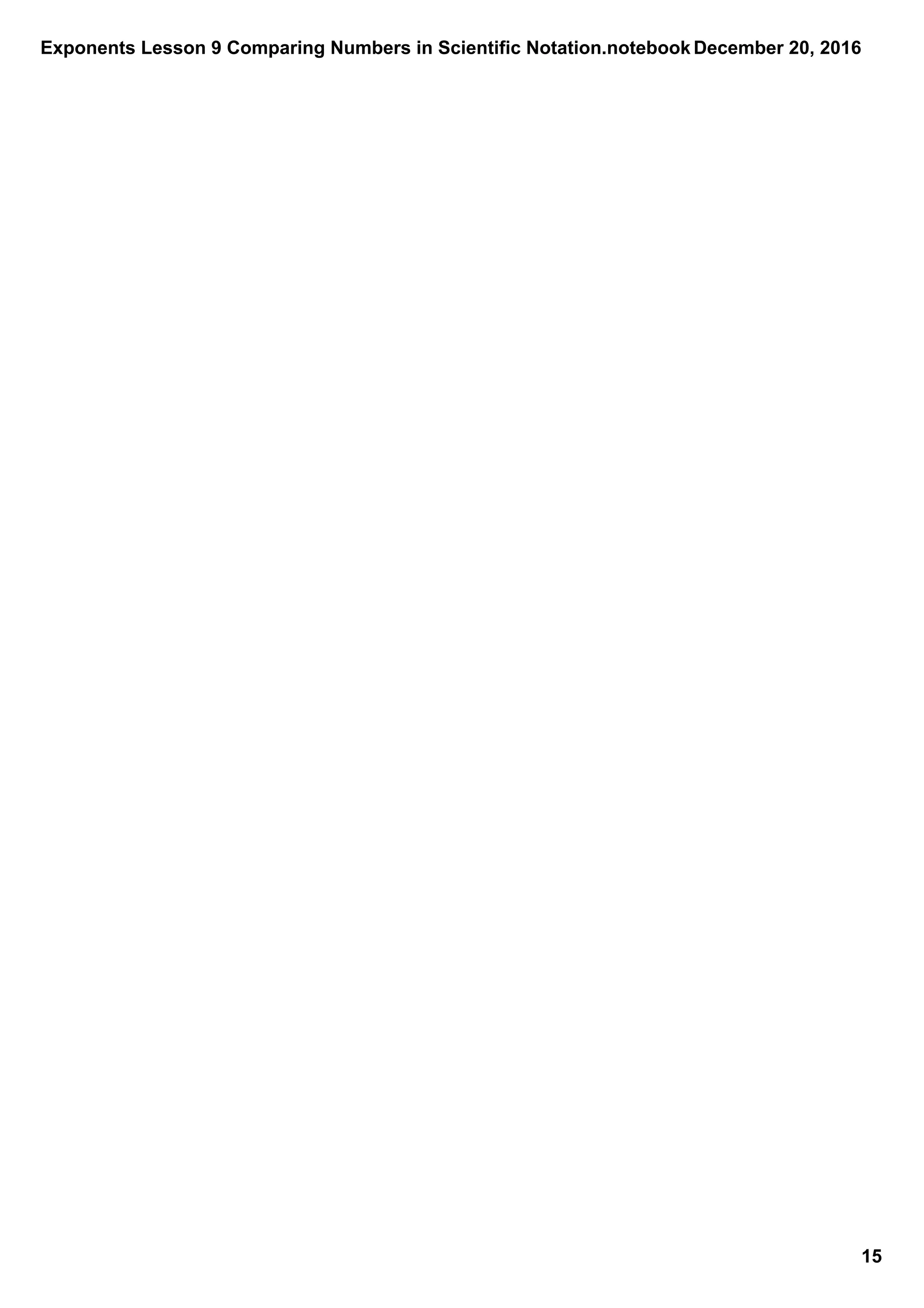 Exponents lesson 9 comparing numbers in scientific notation | PDF