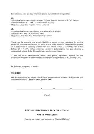 Expone solicita horarios jurisprudencia | PDF