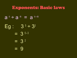 Exponets laws& examples | PPT