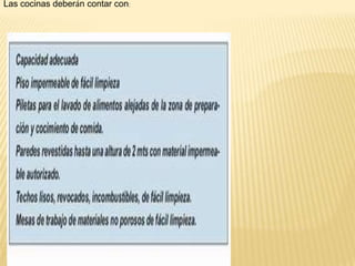 Las cocinas deberán contar con:
 