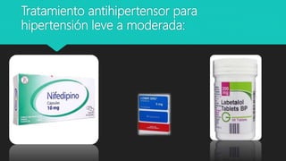 Tratamiento antihipertensor para
hipertensión leve a moderada:
 