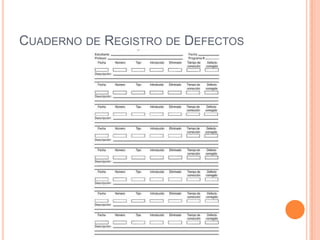CUADERNO DE REGISTRO DE DEFECTOS
 